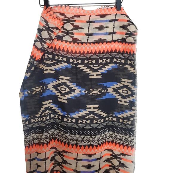 Forever 21 Aztec Abstract Tribal Square Scarf NWT Sheer Lightweight Large - Picture 2 of 6